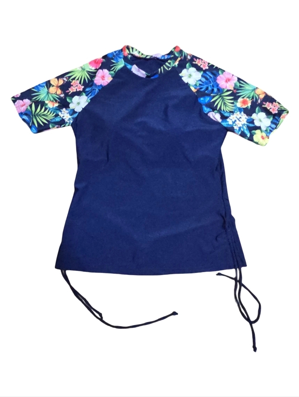 Rash Guard with Tropical Floral Sleeves Small